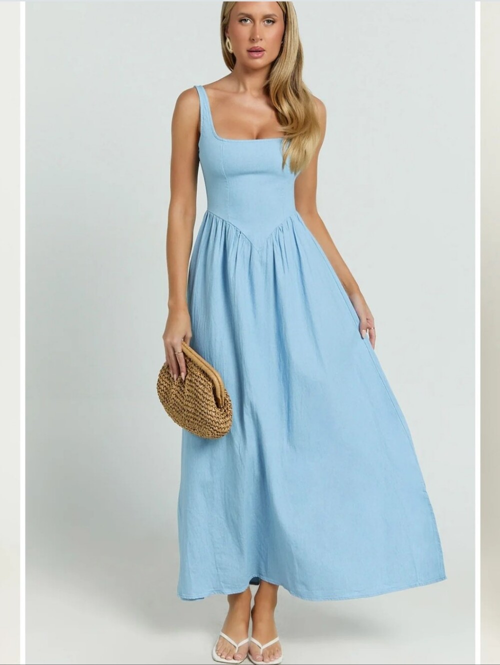 Showpo RAZIYA Midi Dress Sleeveless Straight Neck Fit & Flare Dress Size 14 New